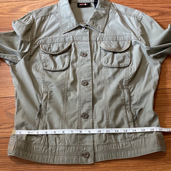 DKNY active women’s chest pocket khaki military jacket cotton button closure S - Picture 9 of 14